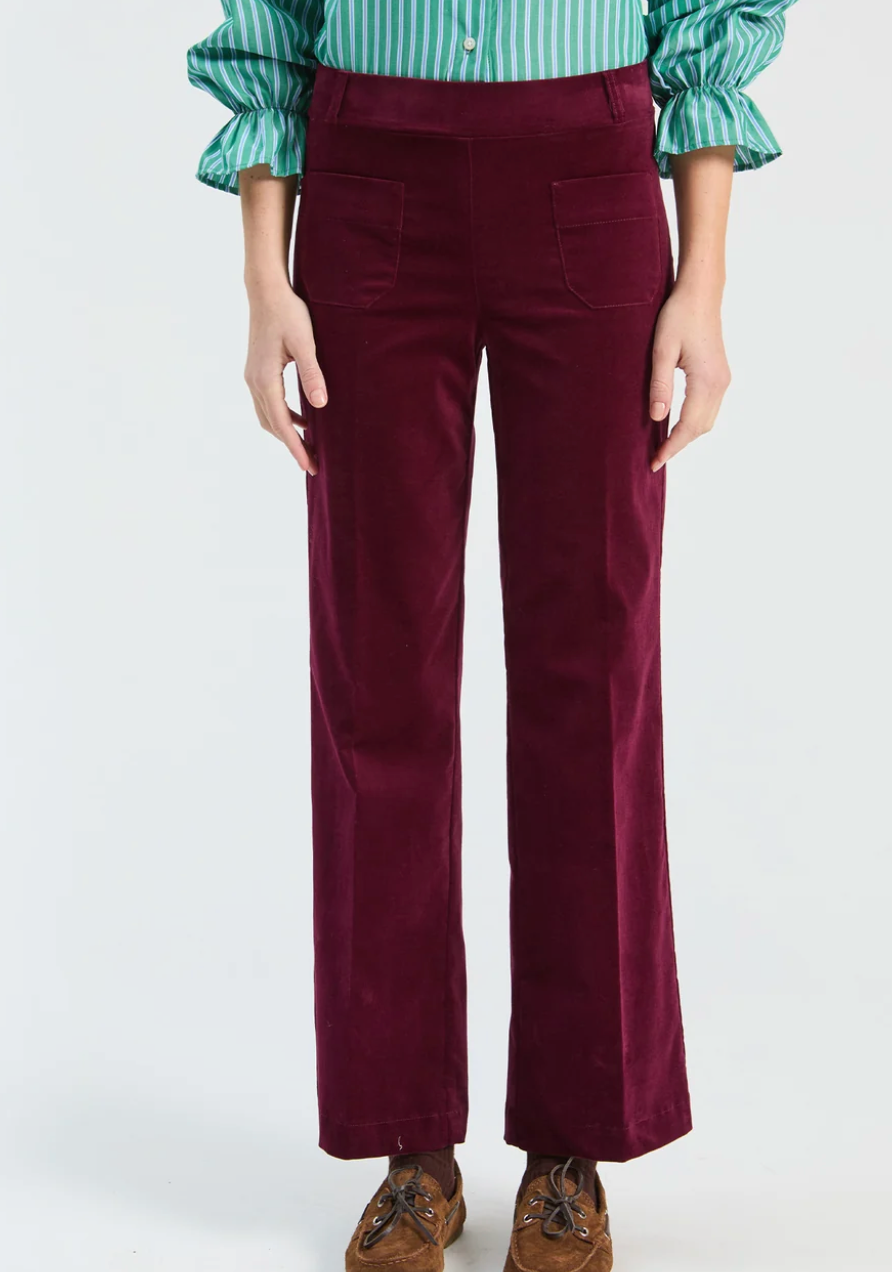 BURGUNDY VELVET TROUSERS