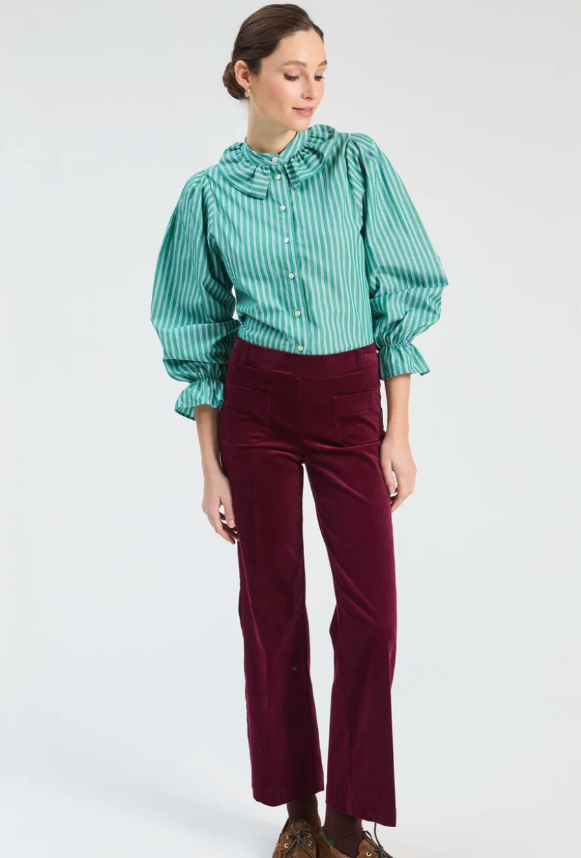 BURGUNDY VELVET TROUSERS