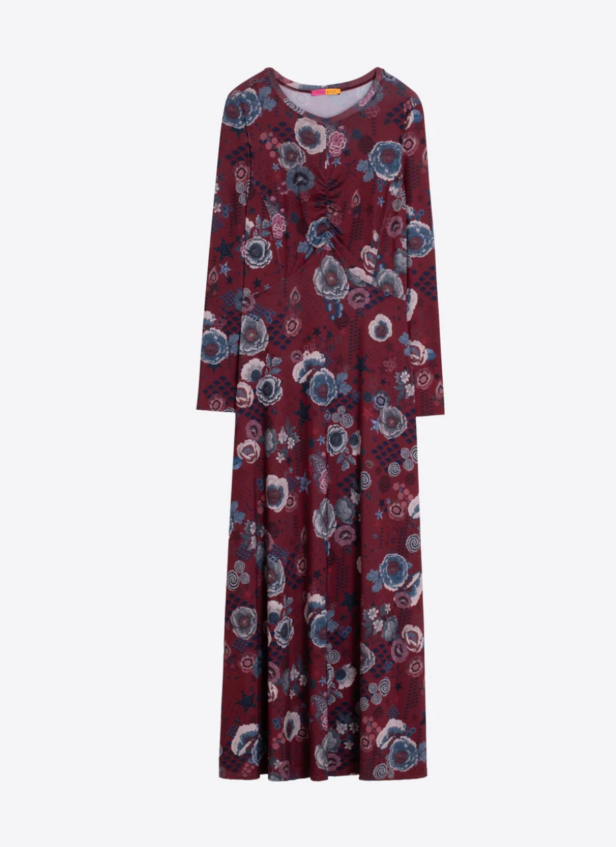 Long Burgundy Floral Dress
