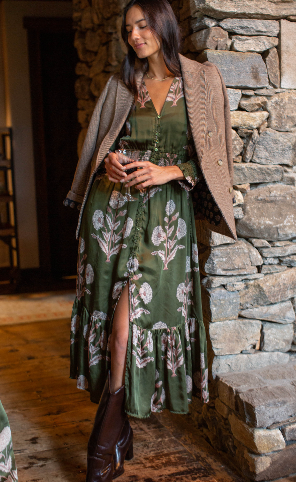 Francesca Dress - Olive Zinnia