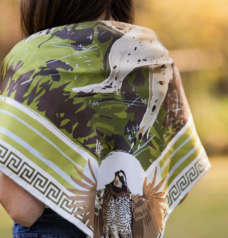 Olive Pointing Strong Silk Scarf