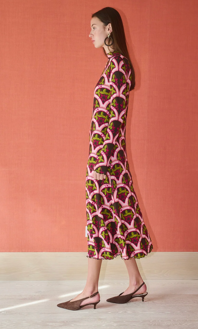 Millie Mock Neck Dress- Berry Vine