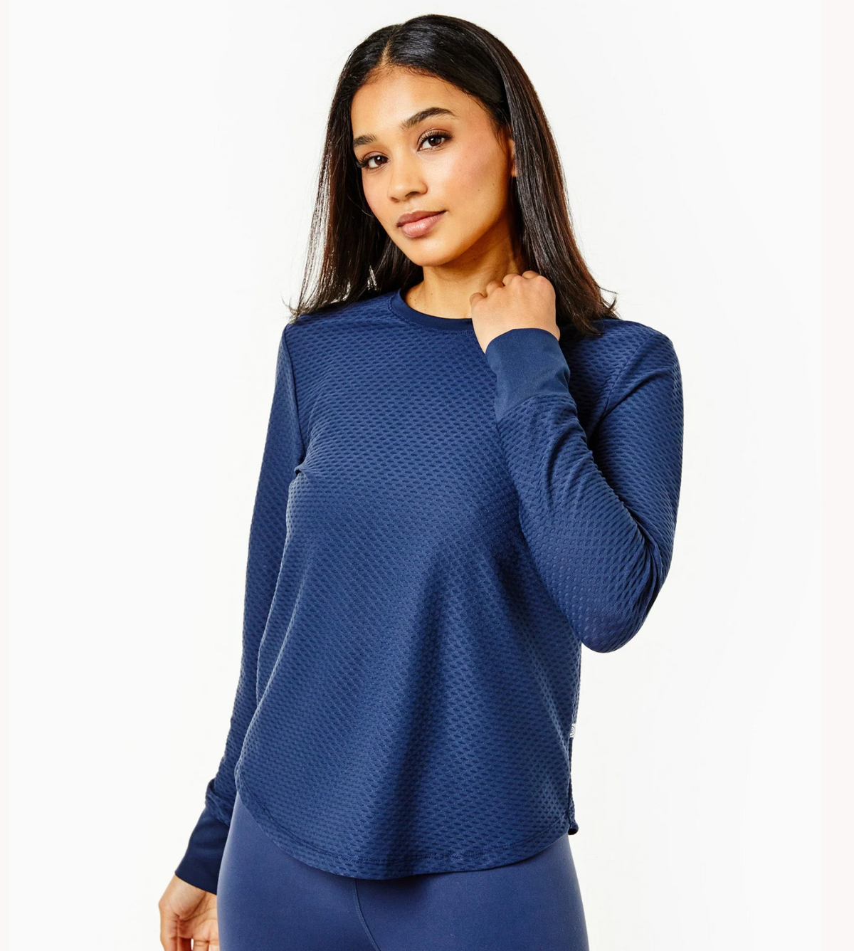 Mesh Palmetto Long Sleeve- Navy