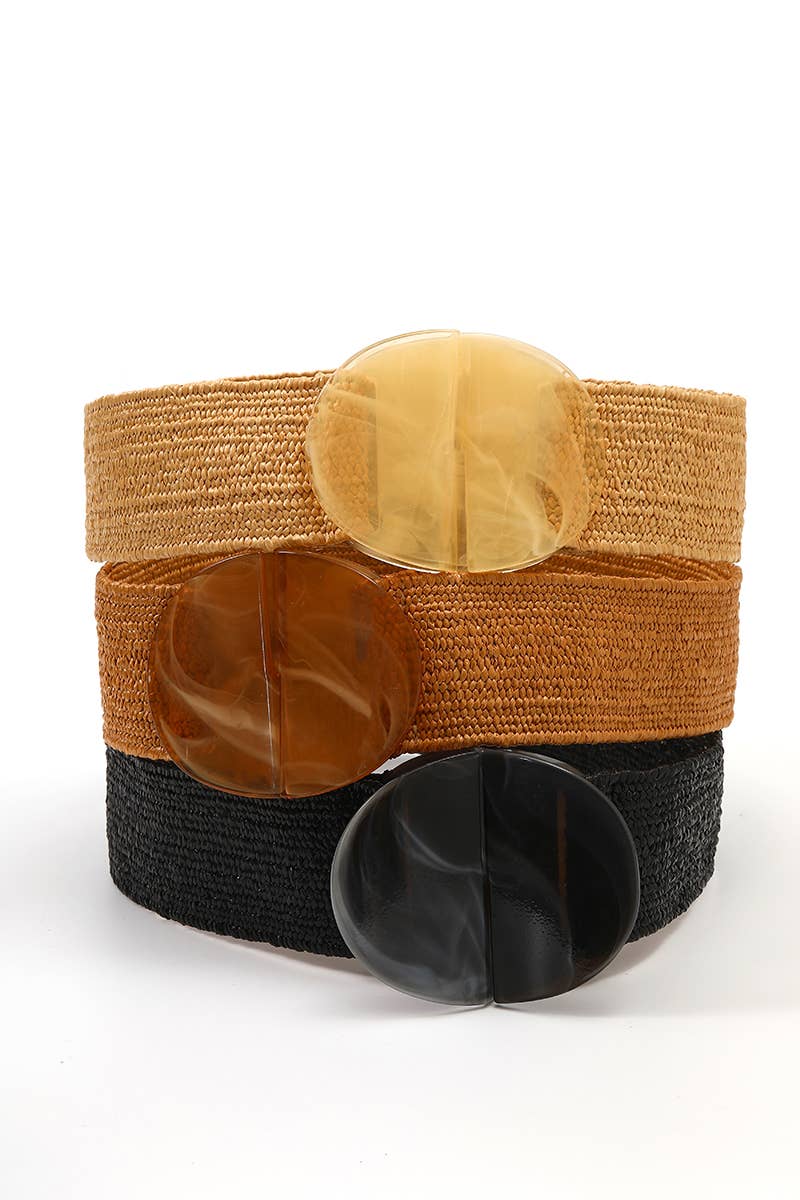 Woven Belt with Oversized Buckle