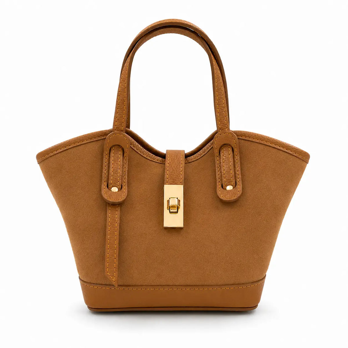 Leather and Suede Bag- Camel