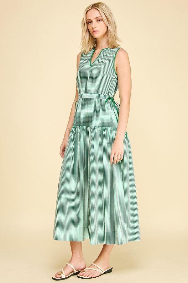 Striped Tiered Midi Dress