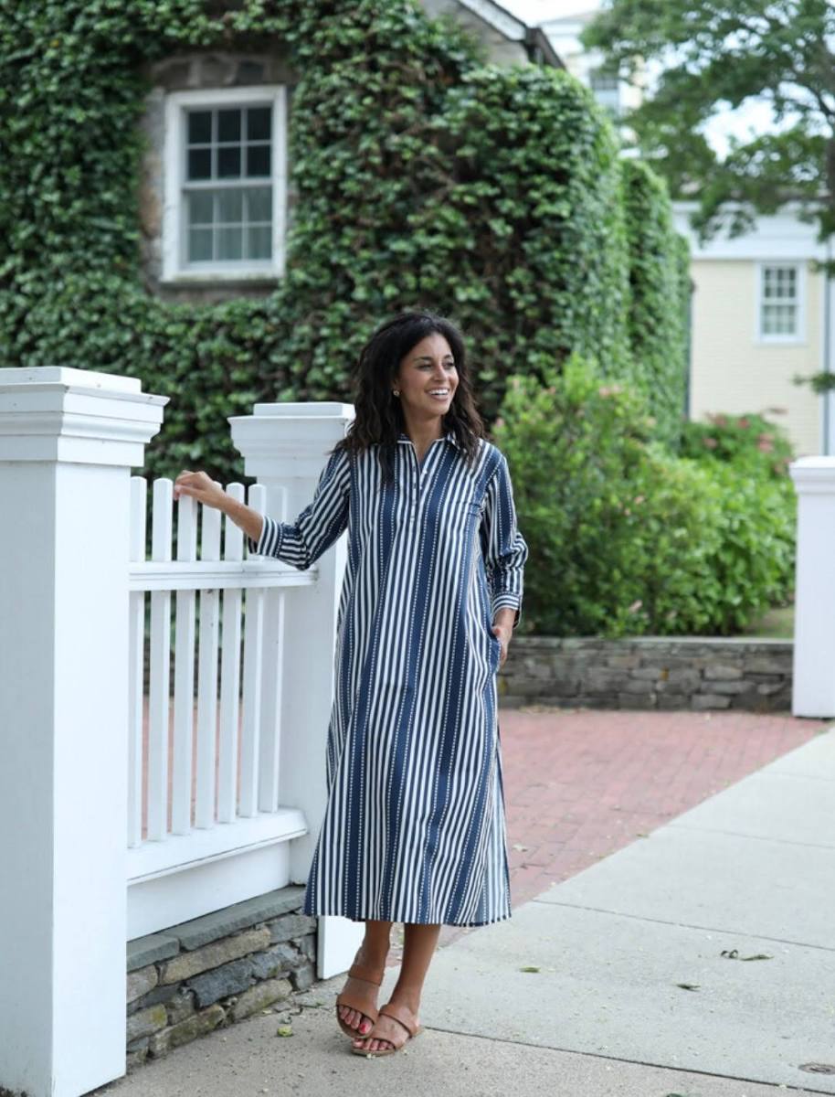 NAVYBLEU - Sara Dress Navy Wide Stripe